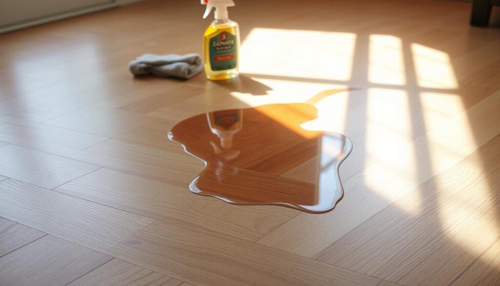 hardwood floor spill response